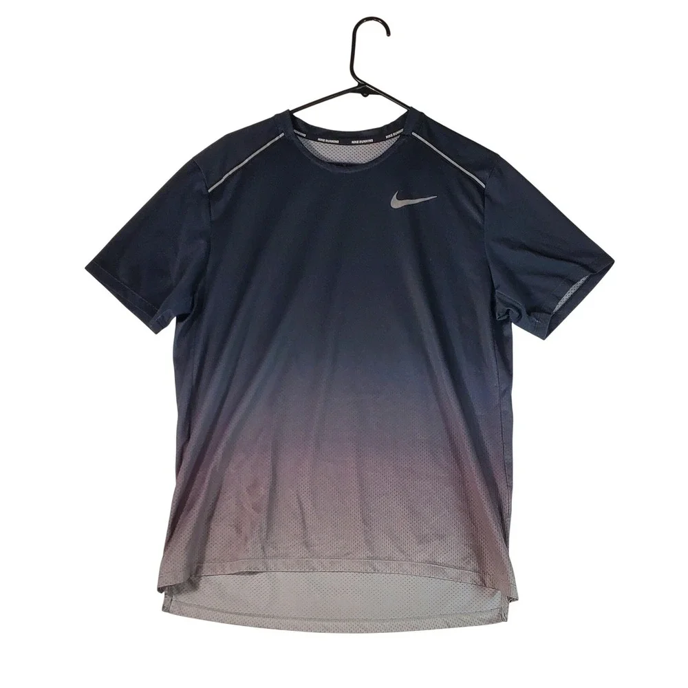 Nike Running Dri-FIT Miler Ombre Gradient T-Shirt Black Grey CT7804-056 Mens M